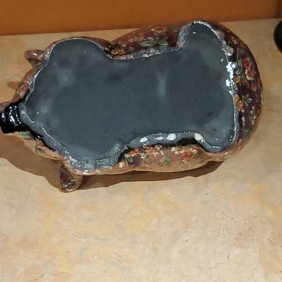 Vintage ceramic decoupage pig - Picture 4 of 5